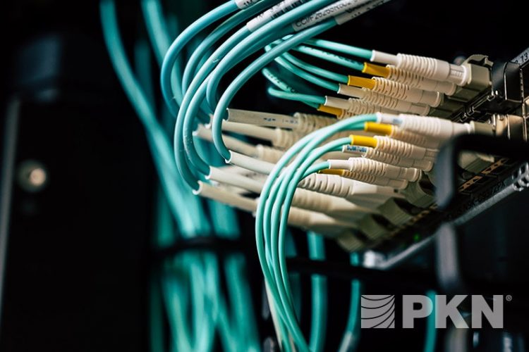 Viele türkise Datenkabel